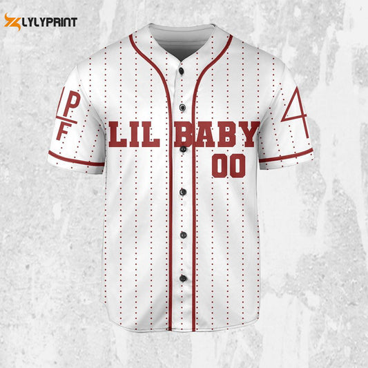 Personalize Retro Vintage Lil Baby Style Red And White Jersey, Lil Baby Baseball Jersey - lylyprint.com