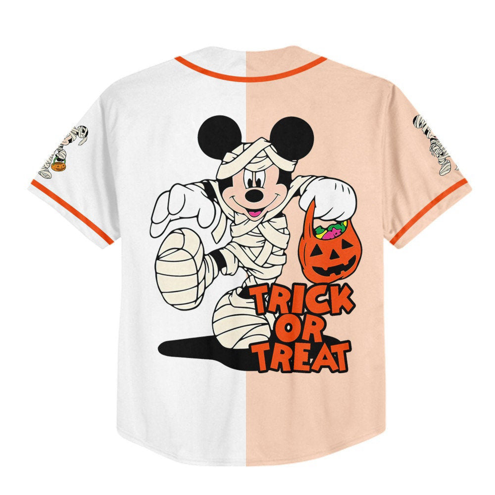 Personalize Vintage Disney Mickey Mummy Trick Or Treat Jersey – Perfect Gifts for Disney Fans! - Bafud