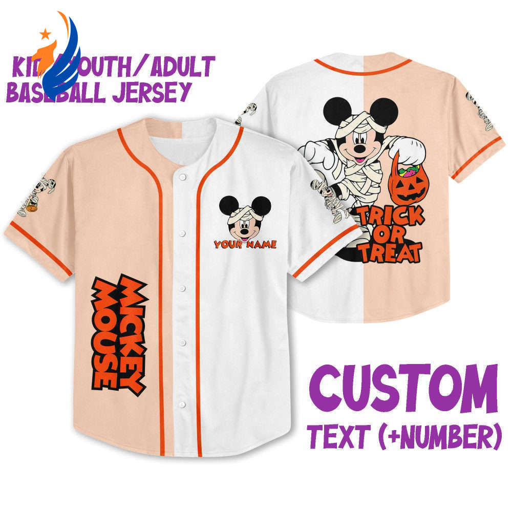 Personalize Vintage Disney Mickey Mummy Trick Or Treat Jersey – Perfect Gifts for Disney Fans! - Bafud