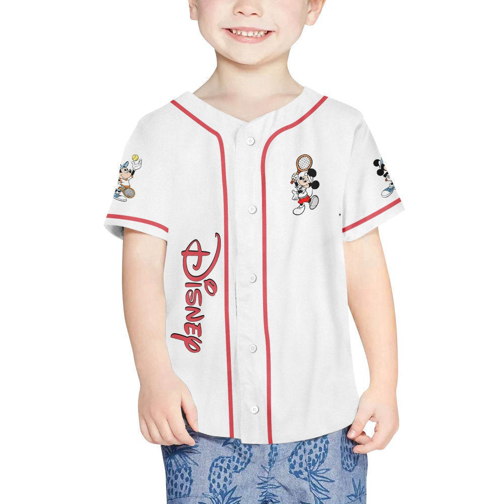 Vintage Disney Mickey Play Tennis Baseball Jersey - Perfect Gifts for Disney Fans - Bafud