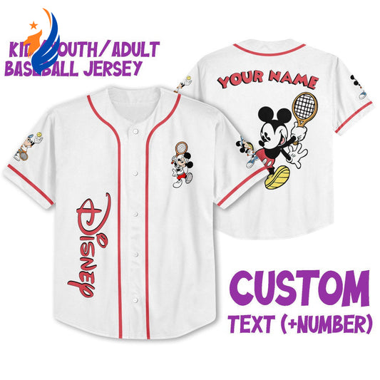 Vintage Disney Mickey Play Tennis Baseball Jersey - Perfect Gifts for Disney Fans - Bafud