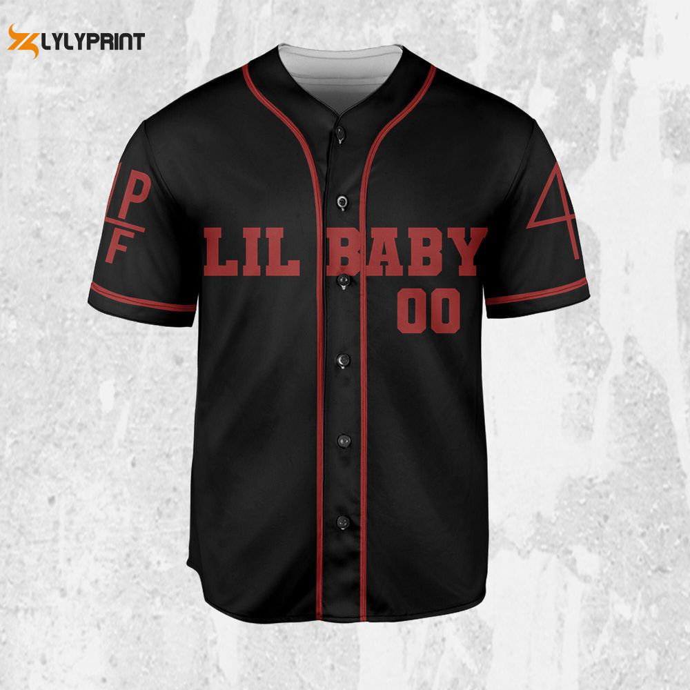 Personalize Vintage Lil Baby Style Black And Red Jersey, Lil Baby Baseball Jersey - lylyprint.com