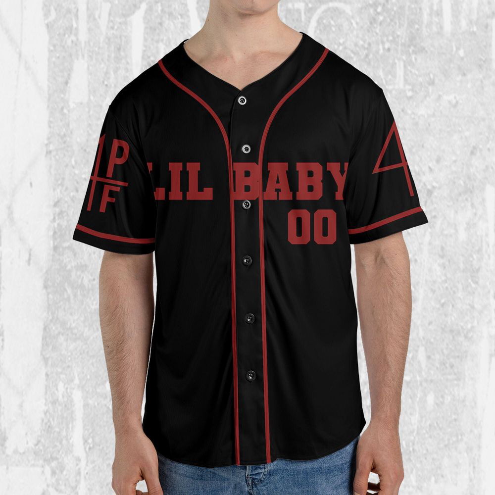 Personalize Vintage Lil Baby Style Black And Red Jersey, Lil Baby Baseball Jersey - lylyprint.com
