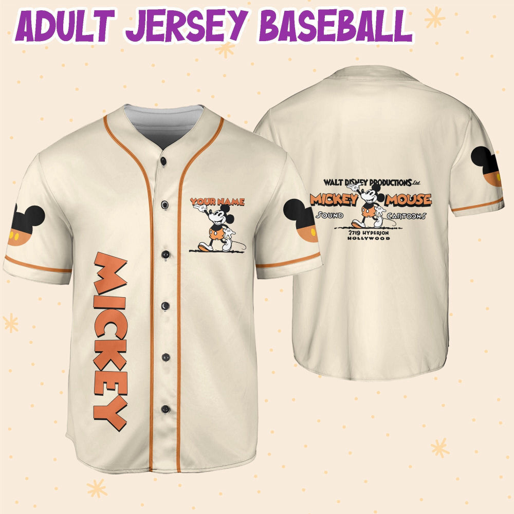 Vintage Personalized Baseball Jersey - Mickey Design for Unforgettable Style! - Bafud