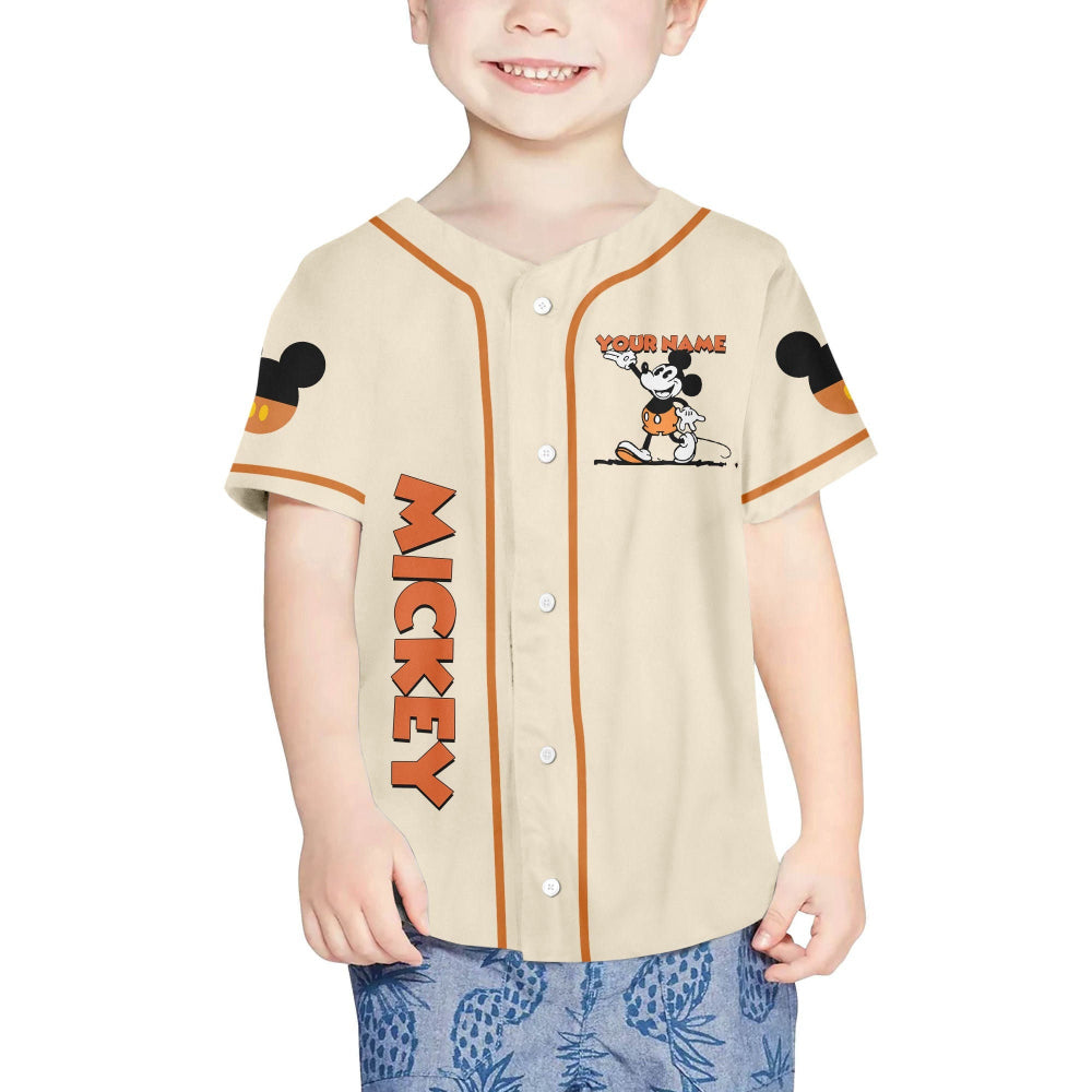 Vintage Personalized Baseball Jersey - Mickey Design for Unforgettable Style! - Bafud