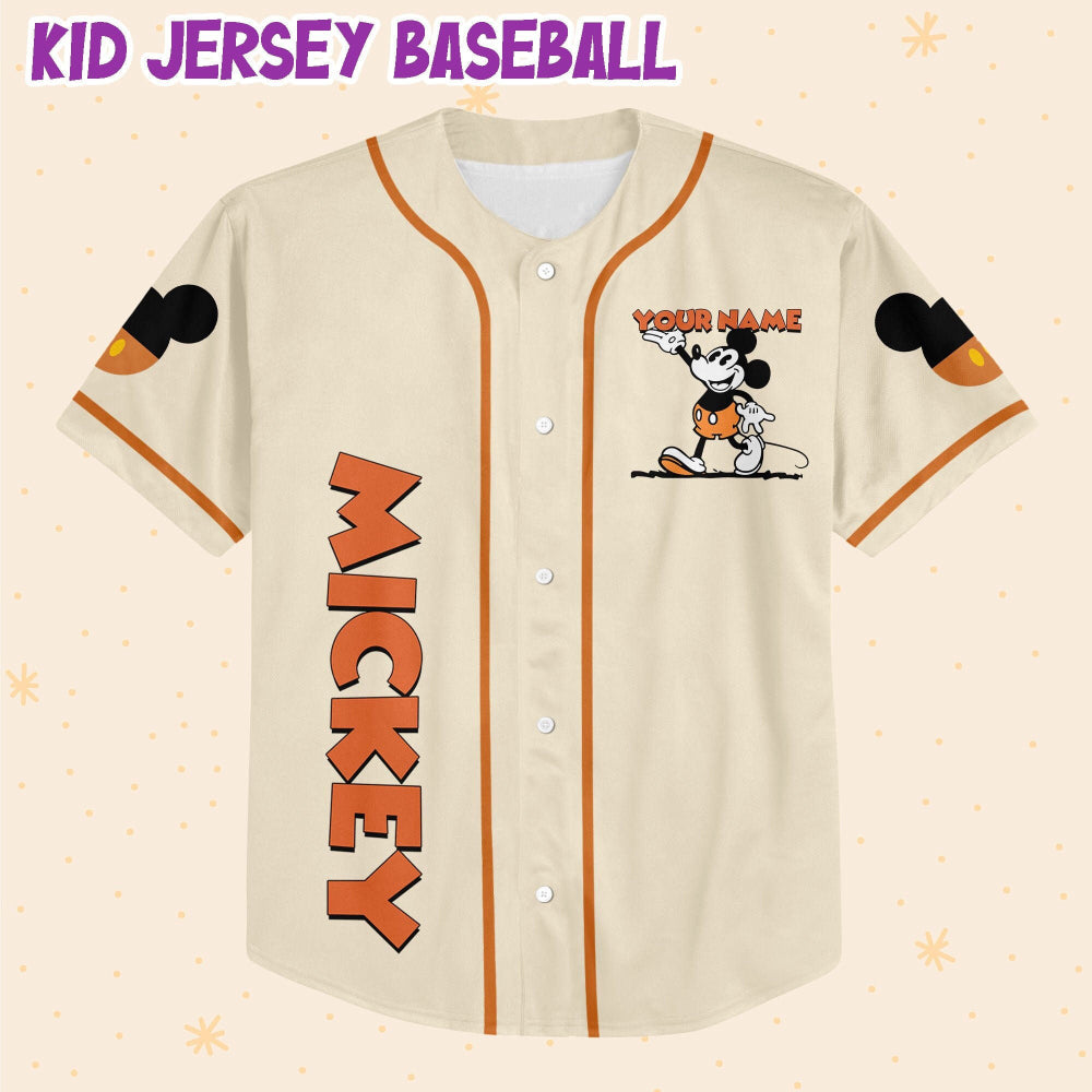 Vintage Personalized Baseball Jersey - Mickey Design for Unforgettable Style! - Bafud