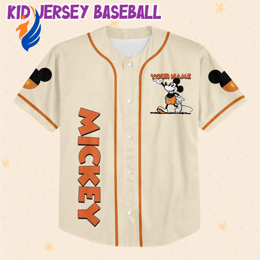 Vintage Personalized Baseball Jersey - Mickey Design for Unforgettable Style! - Bafud