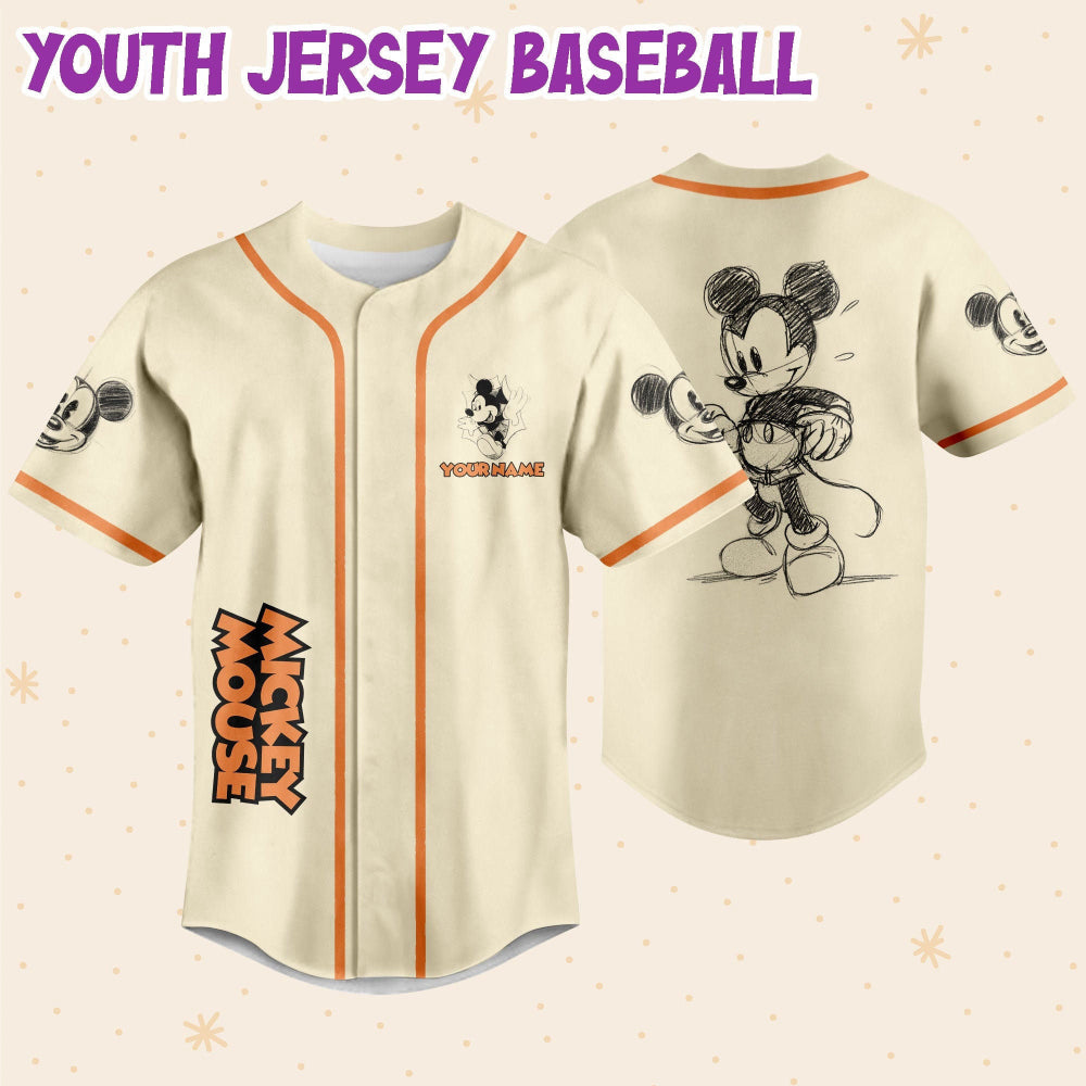 Get Custom Mickey Classic Sketch Baseball Jersey – Personalized for the Ultimate Fan Experience! - Bafud