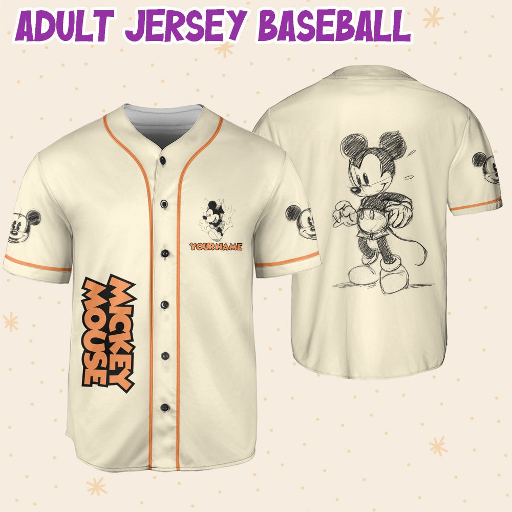 Get Custom Mickey Classic Sketch Baseball Jersey – Personalized for the Ultimate Fan Experience! - Bafud