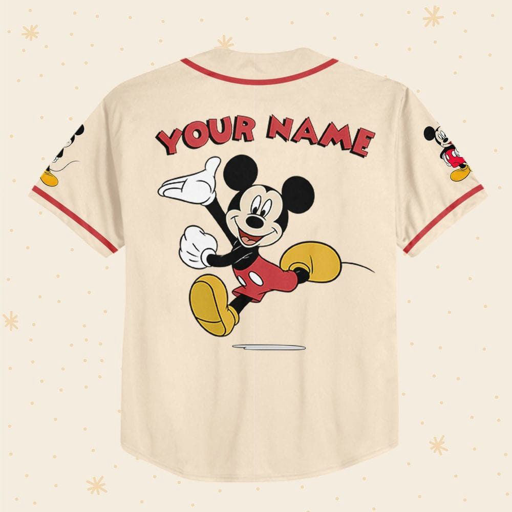 Vintage Disney Mickey Personalized Baseball Jersey - Embrace a Happy Life with Mickey! - Bafud