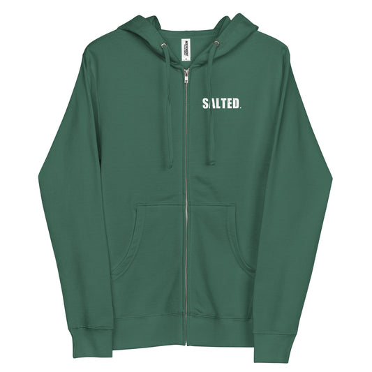 Salted Unisex fleece zip up hoodie Style001