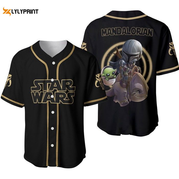 Star Wars Mandalorian Black Brown Disney Unisex Cartoon Graphics Casual Outfits Custom Baseball Jersey Gifts for Fans - lylyprint.com