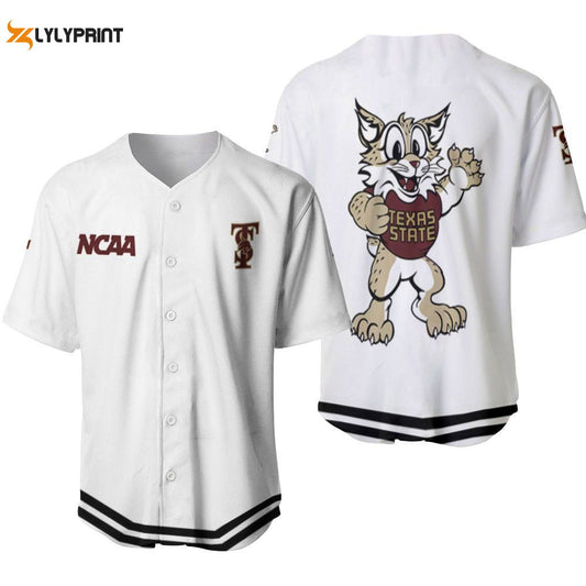 Texas State Bobcats Classic White With Mascot Gift For Texas State Bobcats Fans Baseball Jersey Gifts for Fans - lylyprint.com