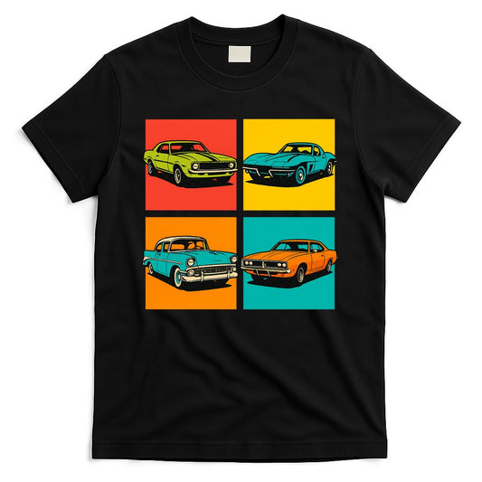 Vintage Classic Muscle Cars Pop Art Design T-Shirt