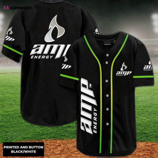 Vintage Black Amp Energy Baseball Jersey - Aopprinter