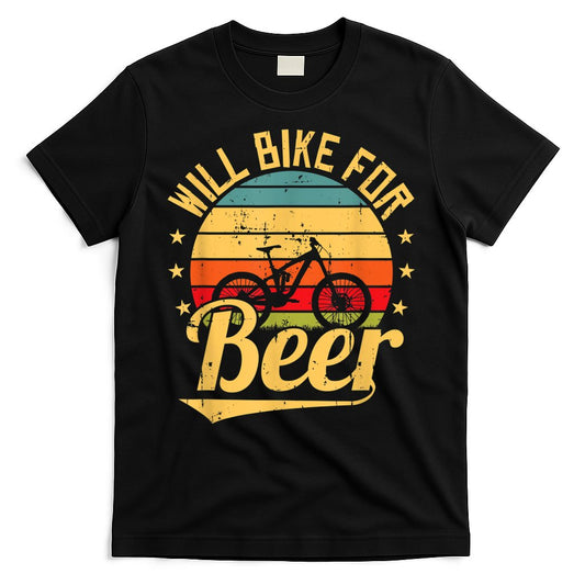 Will Bike For Beer Funny Bike Lovers Biking Vintage T-Shirt