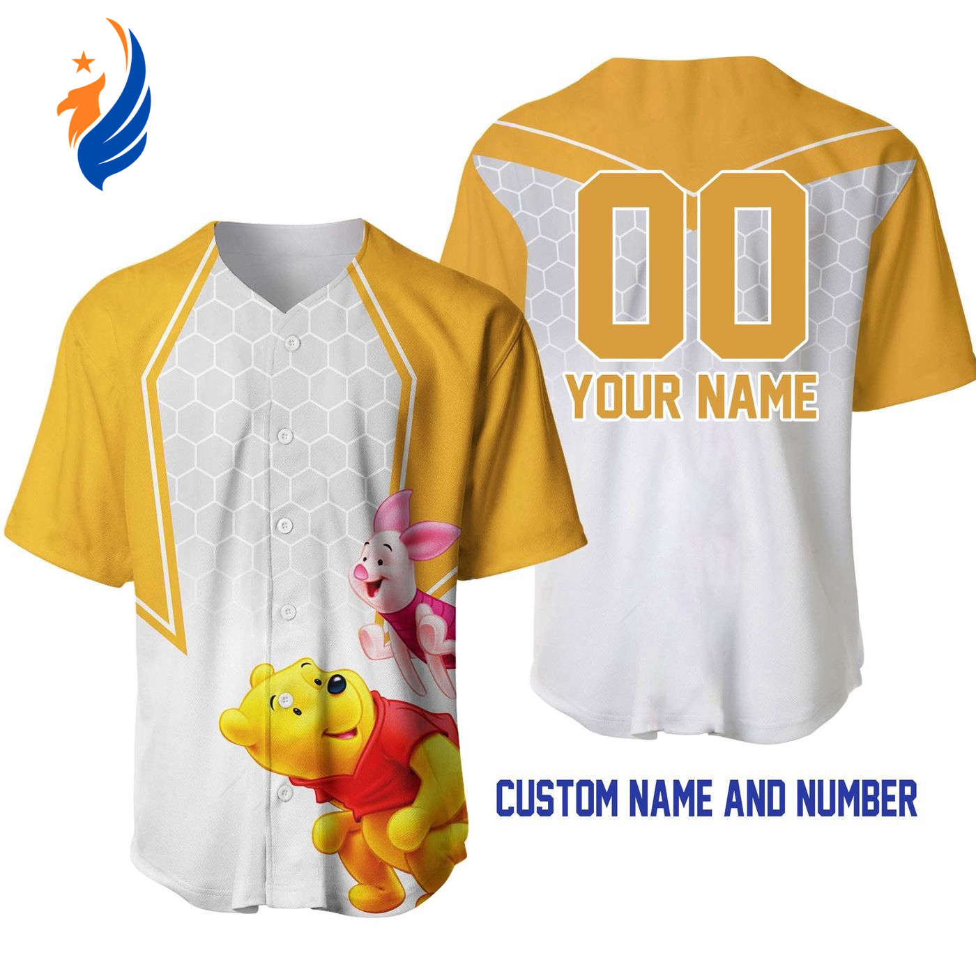 Get Stylish with Winnie the Pooh Piglet Honey Golden Baseball Jersey – Perfect for Fans of the Classic Cartoon! - Bafud