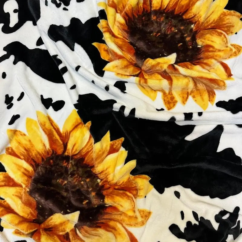 zSunflower Cow Oversized Blanket 82"x90"